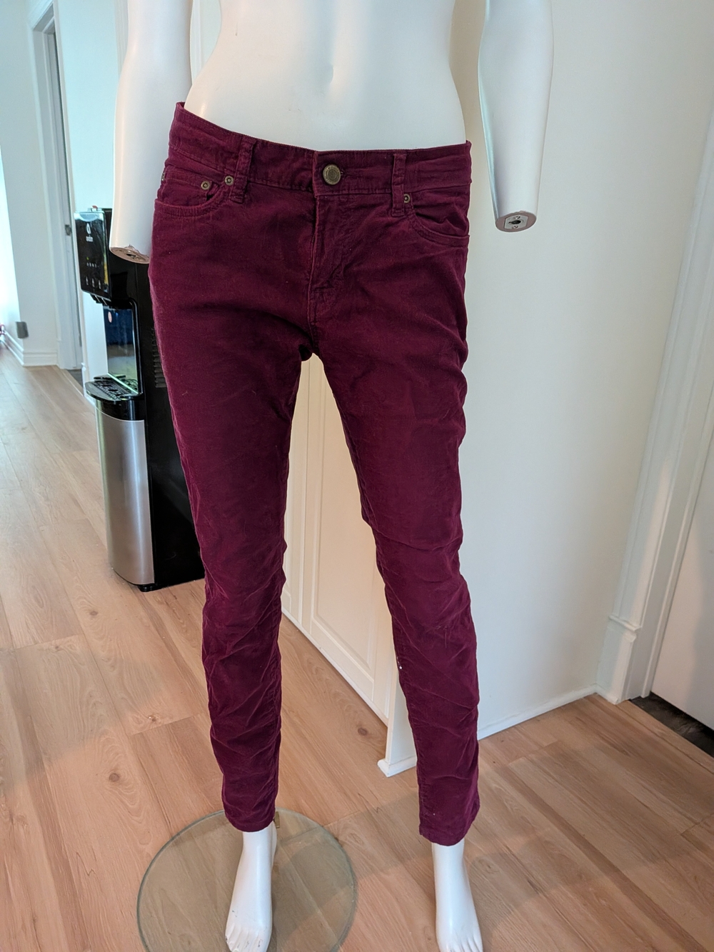 Women's Burgundy Slim Corduroy Pants